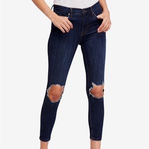 Free People “Busted Knee” High rise skinny jeans
